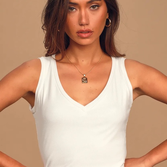 Lulu’s It’s Essential White Ribbed Tank Top - Picture 3 of 10